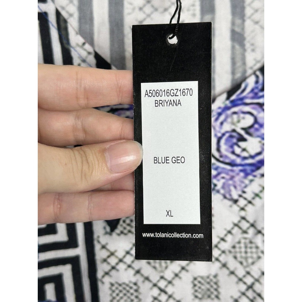 Tolani Collection Sz XL Floral Multicolor Floral Graphic Kaftan Blouse Top NEW - Picture 4 of 7